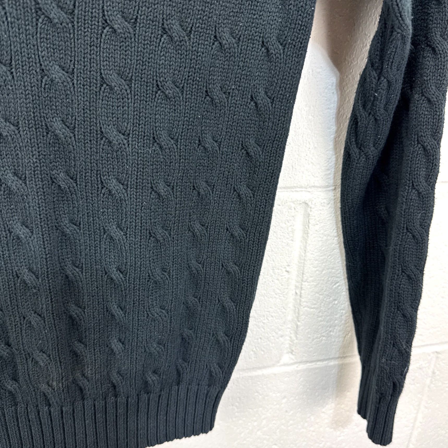 Polo Ralph Lauren VINTAGE Ralph Lauren Sport Black Cable Knit Cotton Sweater Women's Large Y2K Size L / US 10 / IT 46 - 7 Thumbnail