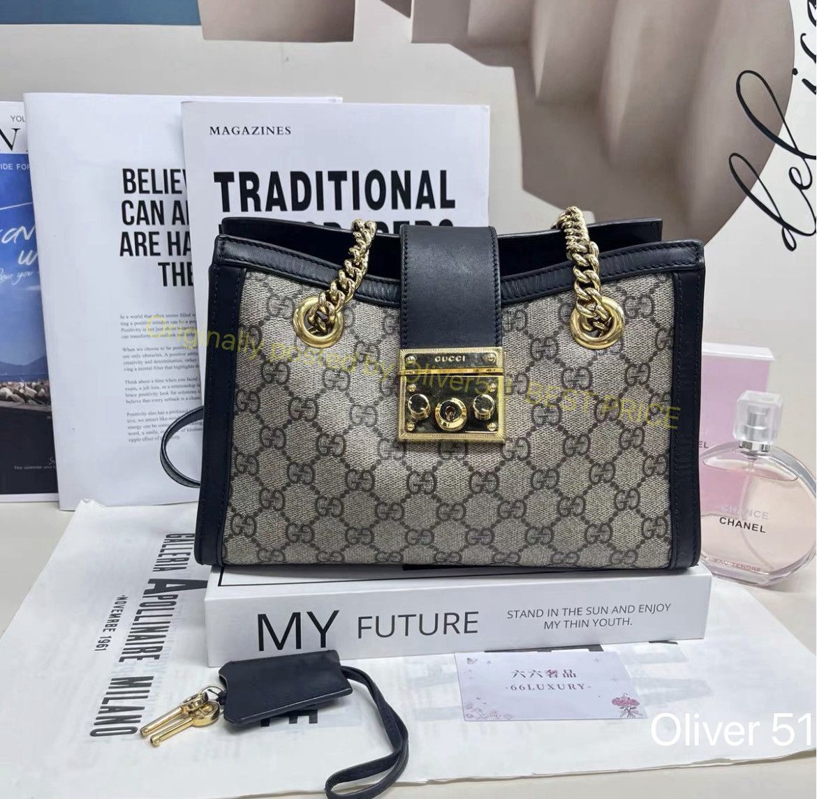 Gucci Gucci Monogram Black Padlock Small Shoulder Bag UUUU2/2609 Size ONE SIZE - 1 Thumbnail