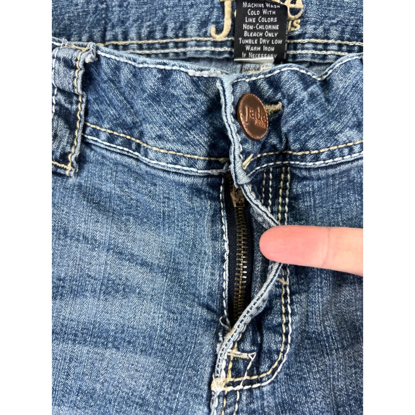 Vintage Jade Women's Flared Jeans Pants 30x30 Blue Denim Low Rise Stretch Casual Vintage 2000s Womens Size 34" / US 12 / IT 48 - 5 Thumbnail