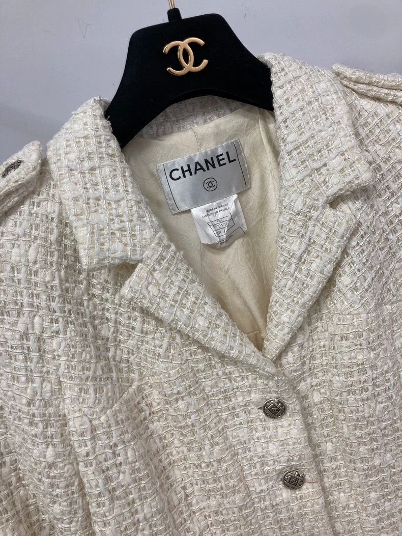 Chanel Chanel White soft tweed woven coat Size XS / US 0-2 / IT 36-38 - 2 Thumbnail