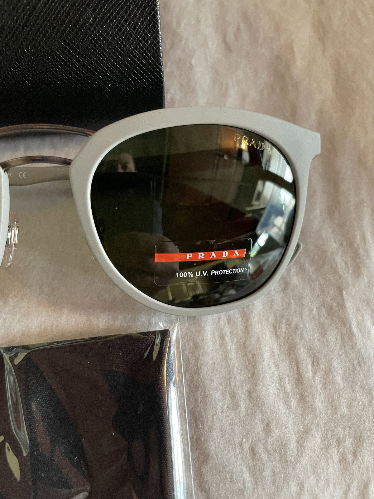 Prada Prada PS 04S VHH-1I0 Gray/Green Lenses Sunglasses Size ONE SIZE - 3 Thumbnail