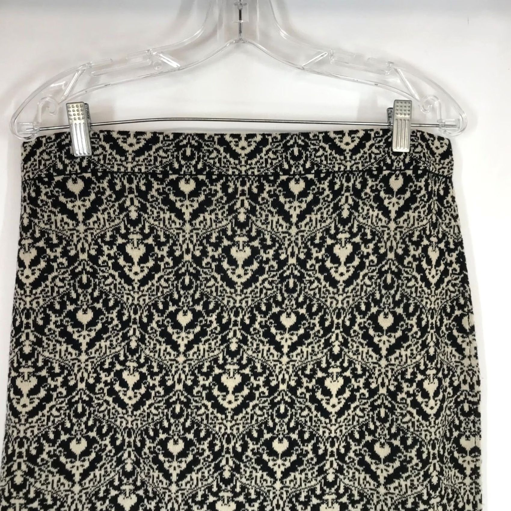 Vintage CHICO'S Skirt Womens 2 TAN & BLACK Elastic Waist Pull-On Wool Blend Sweater Size XS / US 0-2 / IT 36-38 - 4 Thumbnail