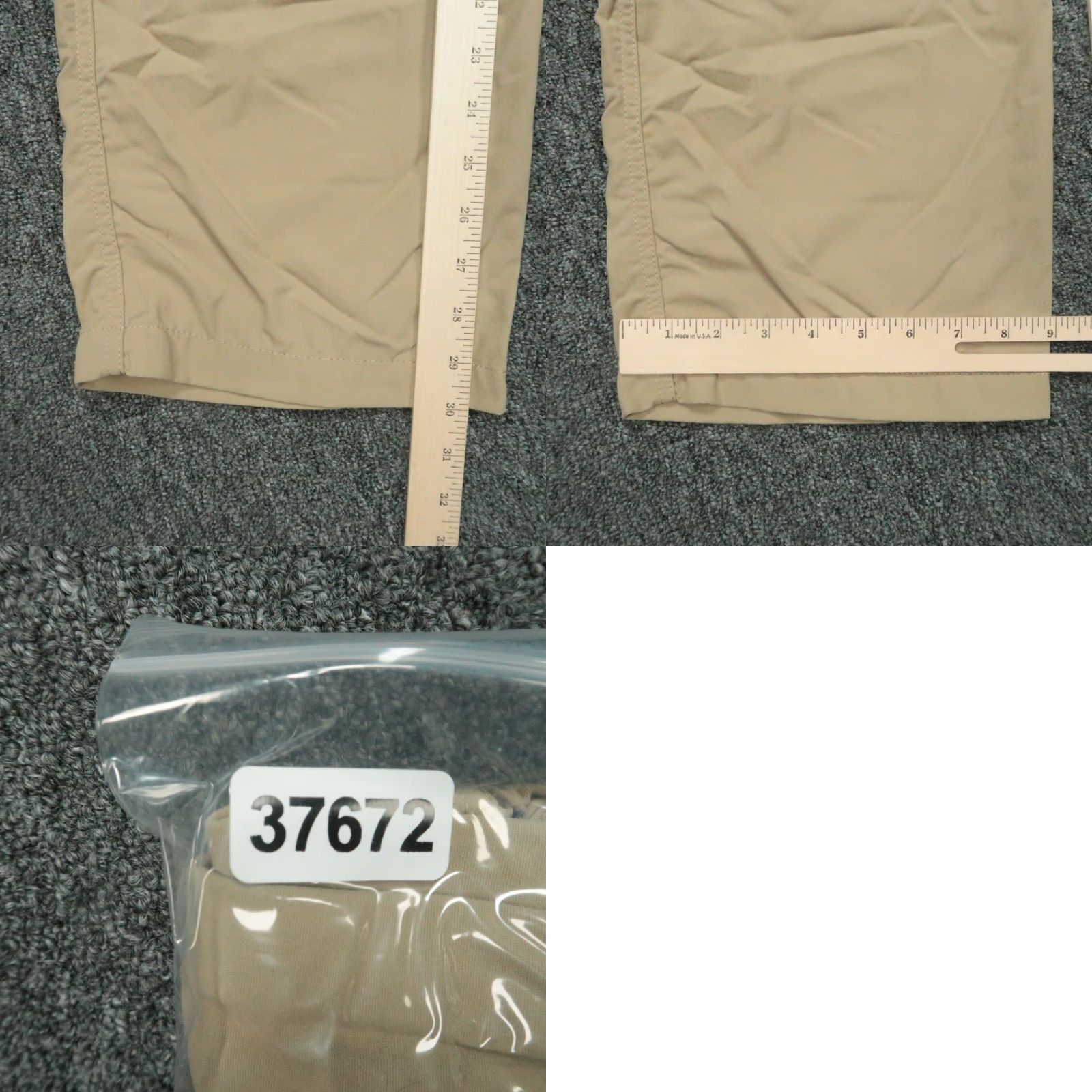 Clothing Arts Pants Men 38x30 Cargo Pocket Khaki Beige Nylon Regular Straight Inseam 30 Travel Casual Formal Business Pocket Pockets Cargo Size 38