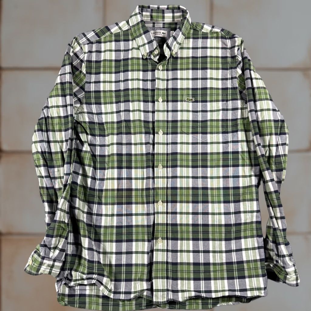 Lacoste Lacoste Shirt Mens Medium Green Plaid Multicolor Chest Logo Button Down Size US M / EU 48-50 / 2 - 1 Thumbnail