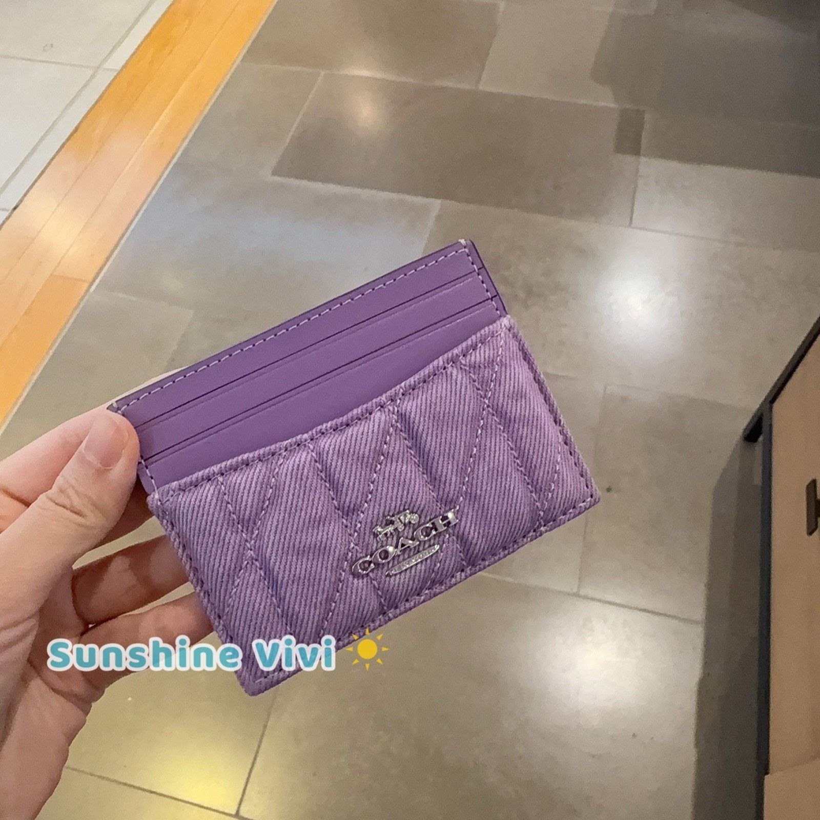Coach NWT Coach Slim ID Card Case Denim Leather CBR13 Silver/Iris Size ONE SIZE - 1 Thumbnail