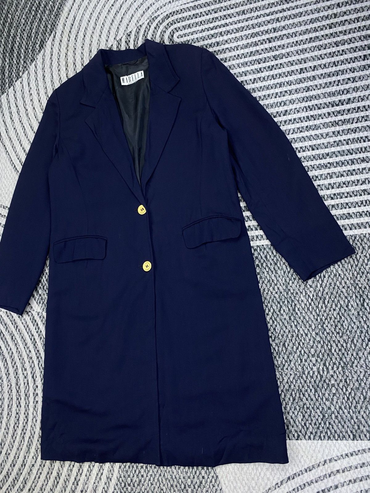 Marella Vintage Marella Navy Colour Double Button Long Blazer Size M / US 6-8 / IT 42-44 - 4 Thumbnail
