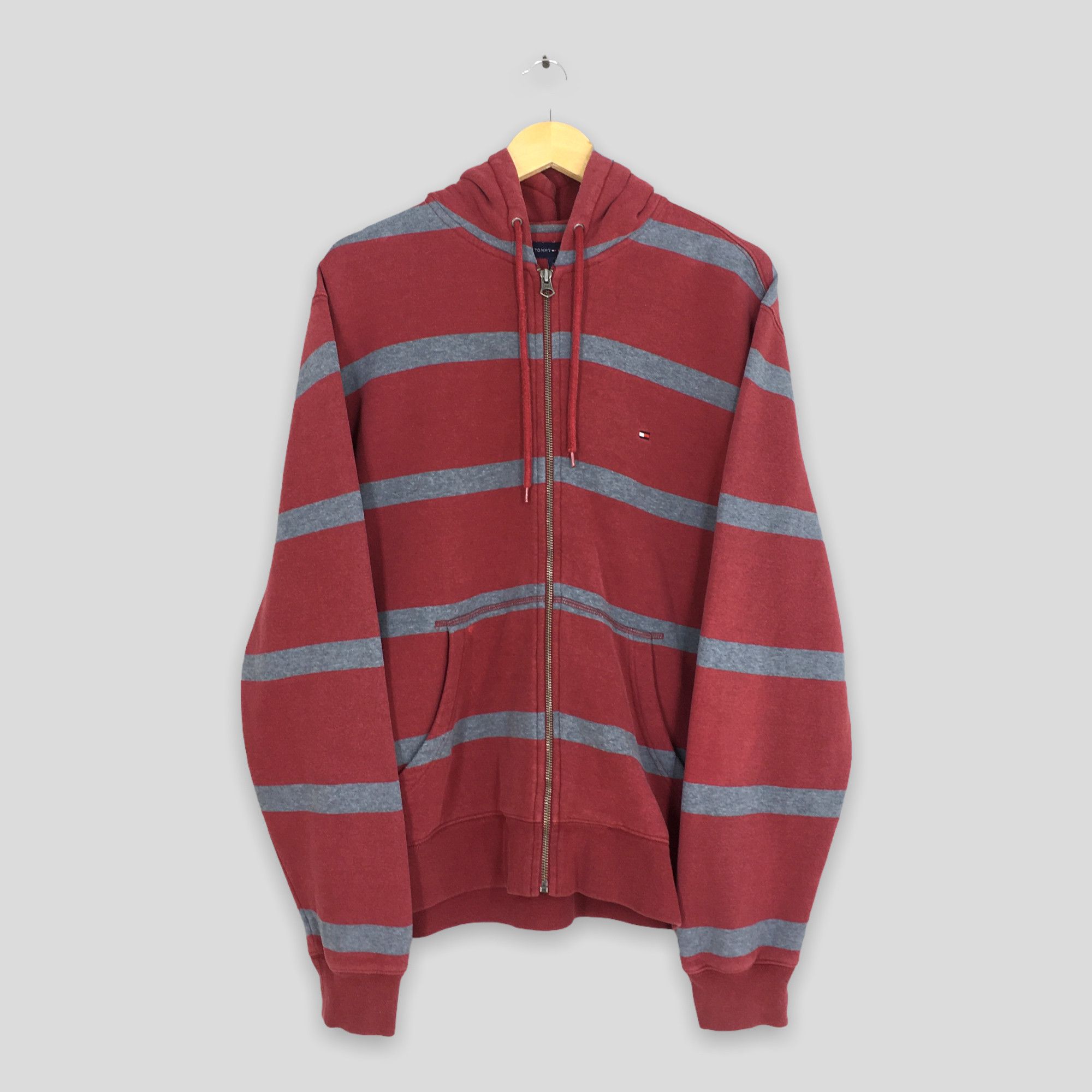 Tommy Hilfiger × Vintage Vintage 90's Tommy Hilfiger Stripes Zipper Hoodies Medium Size US M / EU 48-50 / 2 - 1 Thumbnail