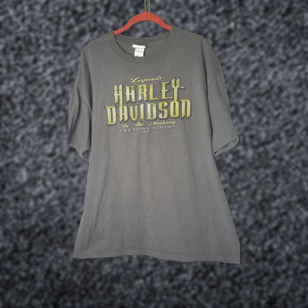 Harley Davidson Mens XL Legends Harley-Davidson Factory Tours T Shirt Kansas City Double Sided Shirt Mens XL Harley-Davidson T-Shirt Kansas City Double Sided Gray Size US XL / EU 56 / 4 - 1 Thumbnail