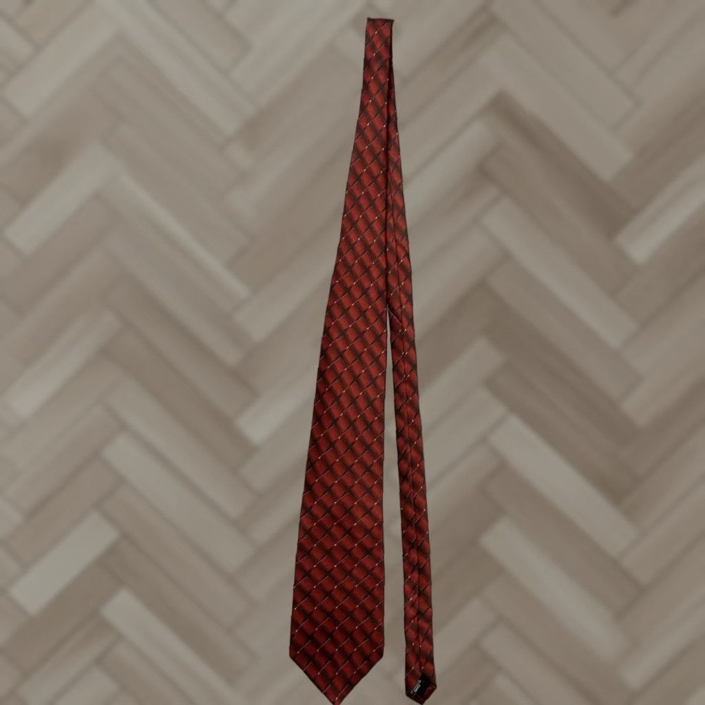 Bill Blass VINTAGE Bill Blass Men's Tie Silk Red Geometric Patterned Formal Neck Tie Preppy Size ONE SIZE - 1 Thumbnail
