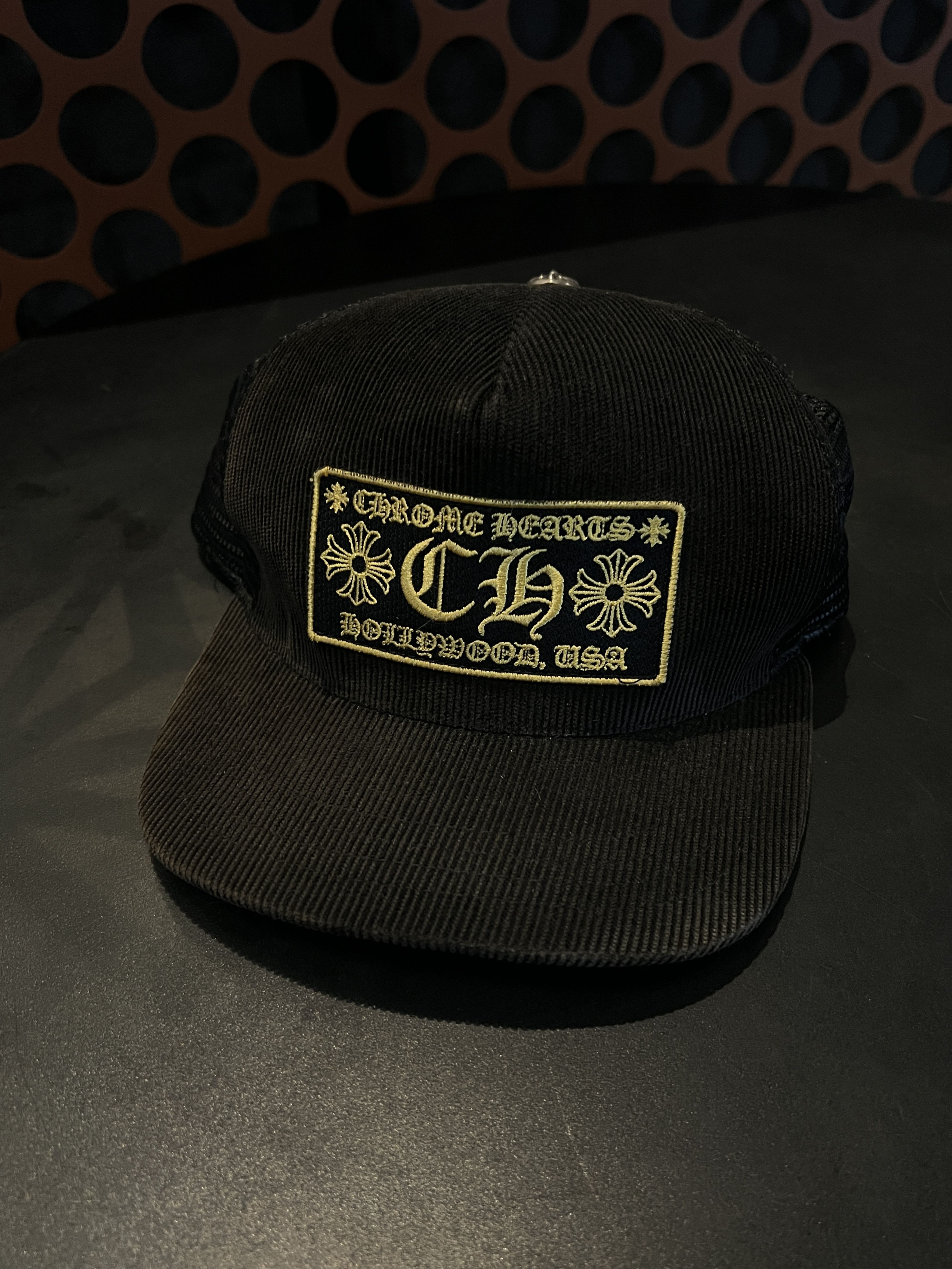 Chrome Hearts CHROME HEARTS CH Corduroy Black/Yellow Trucker Hat Size ONE SIZE - 13 Thumbnail
