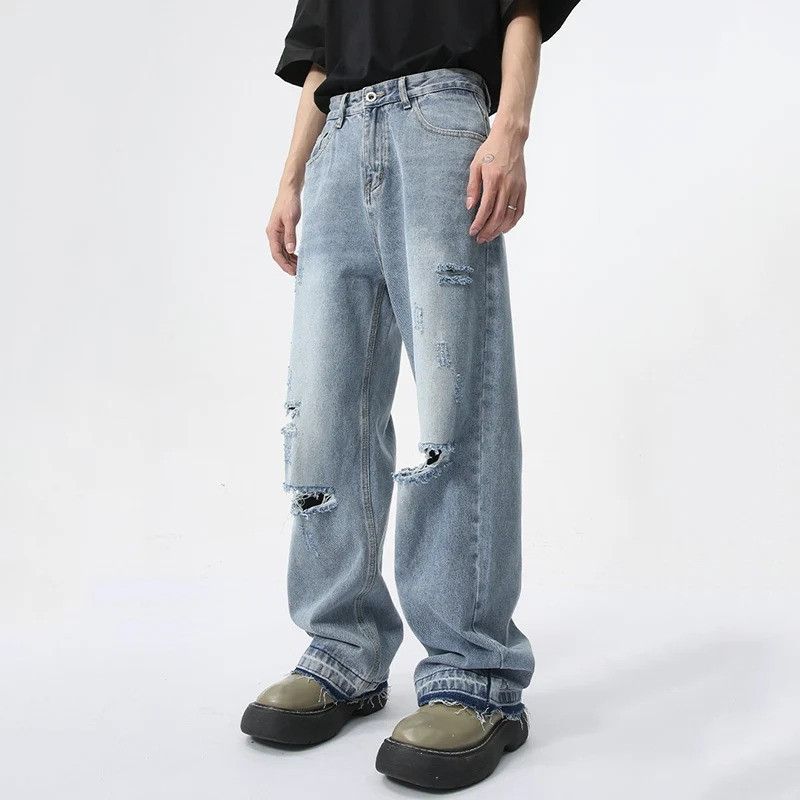 Jean Vintage Trendy Worn-Out Wide Leg Jeans Size US 32 / EU 48 - 3 Thumbnail
