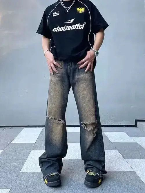 Japanese Brand × Jean Distressed Baggy Flared Denim Jeans Size US 32 / EU 48 - 3 Thumbnail
