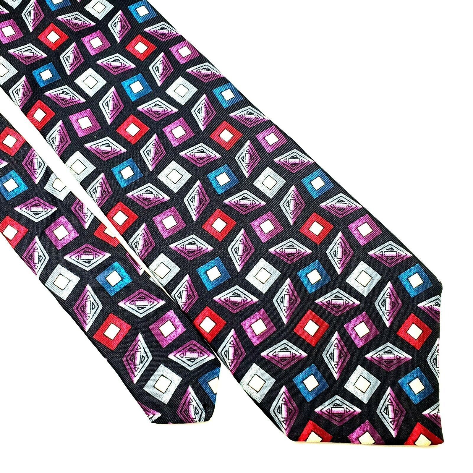 Pierre Cardin Pierre Cardin Blue Silk Tie Print Geometric Short Wide Size ONE SIZE - 1 Thumbnail