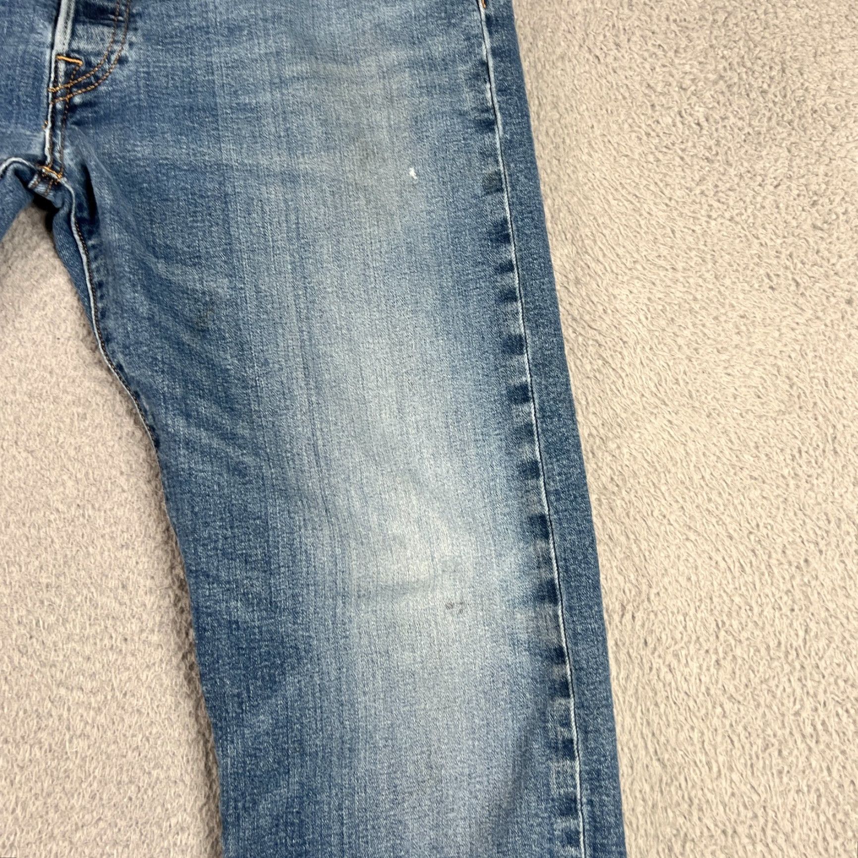 Levi's Levis 501 Jeans Mens 36x30 Blue Straight Button Fly Mid Rise Distressed Med Wash Regular 5-Pocket Denim Cotton Levi's 501 Series Jeans Mens Blue Size US 36 / EU 52 - 2 Thumbnail