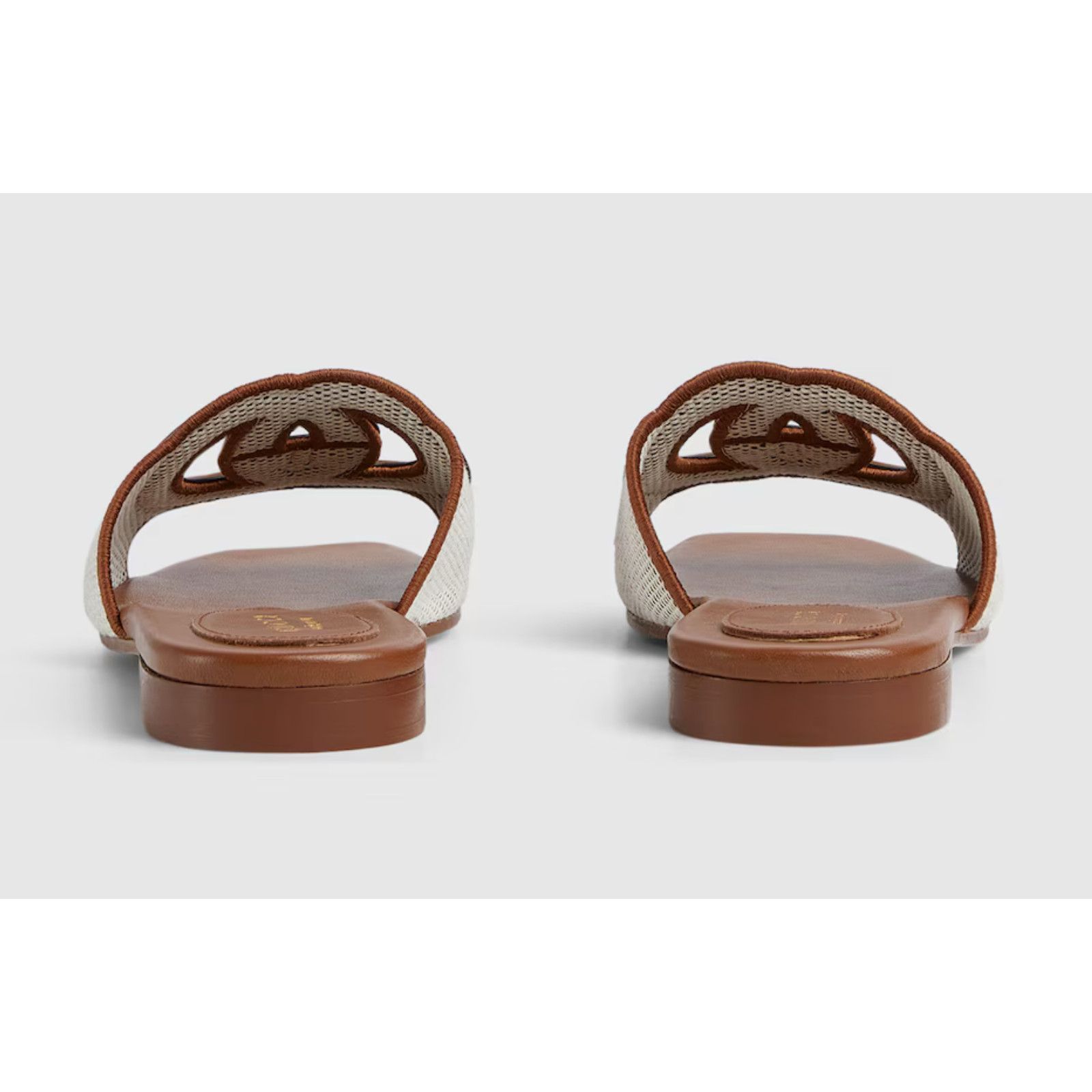 Gucci Gucci GG Interlocking Brown Leather Canvas Mule Sandal 42 Size US 12 / IT 42 - 17 Thumbnail