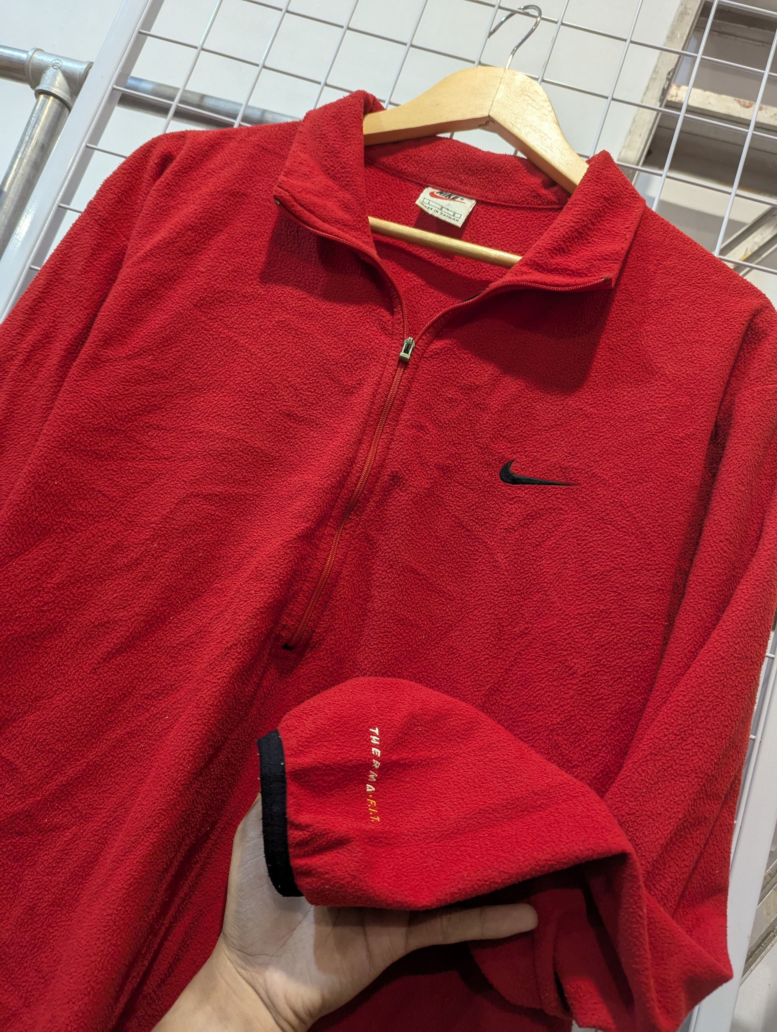Nike × Vintage 90s Nike vintage fleece half zip swoosh therma-fit Size US L / EU 52-54 / 3 - 2 Thumbnail