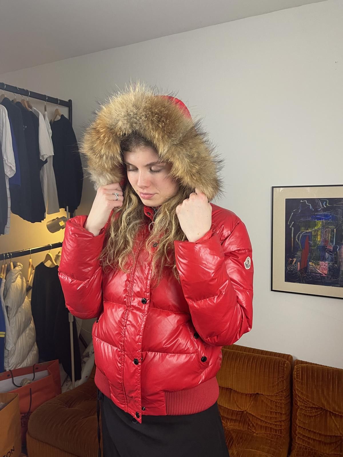 Moncler Moncler - Red Puffer Jacket with Fur Hood Size S / US 4 / IT 40 - 5 Thumbnail