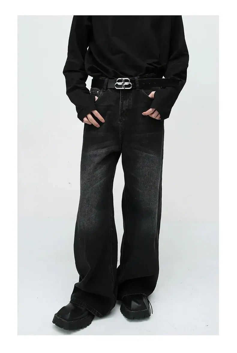 Jean × Streetwear × Vintage Washed Sandy Black Baggy Denim Jean × Streetwear × Vintage Washed Sandy Black Baggy Denim