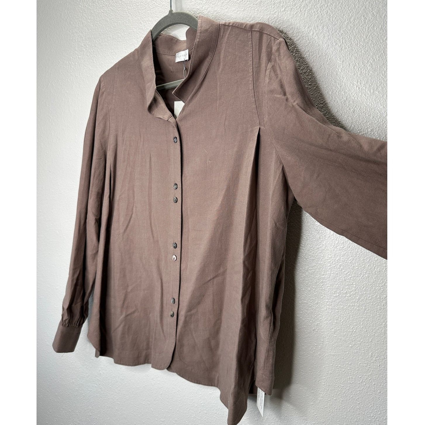Other NWT Poetry Brown Funnel Neck Button Long Sleeve Blouse 12 Size XL / US 12-14 / IT 48-50 - 9 Thumbnail