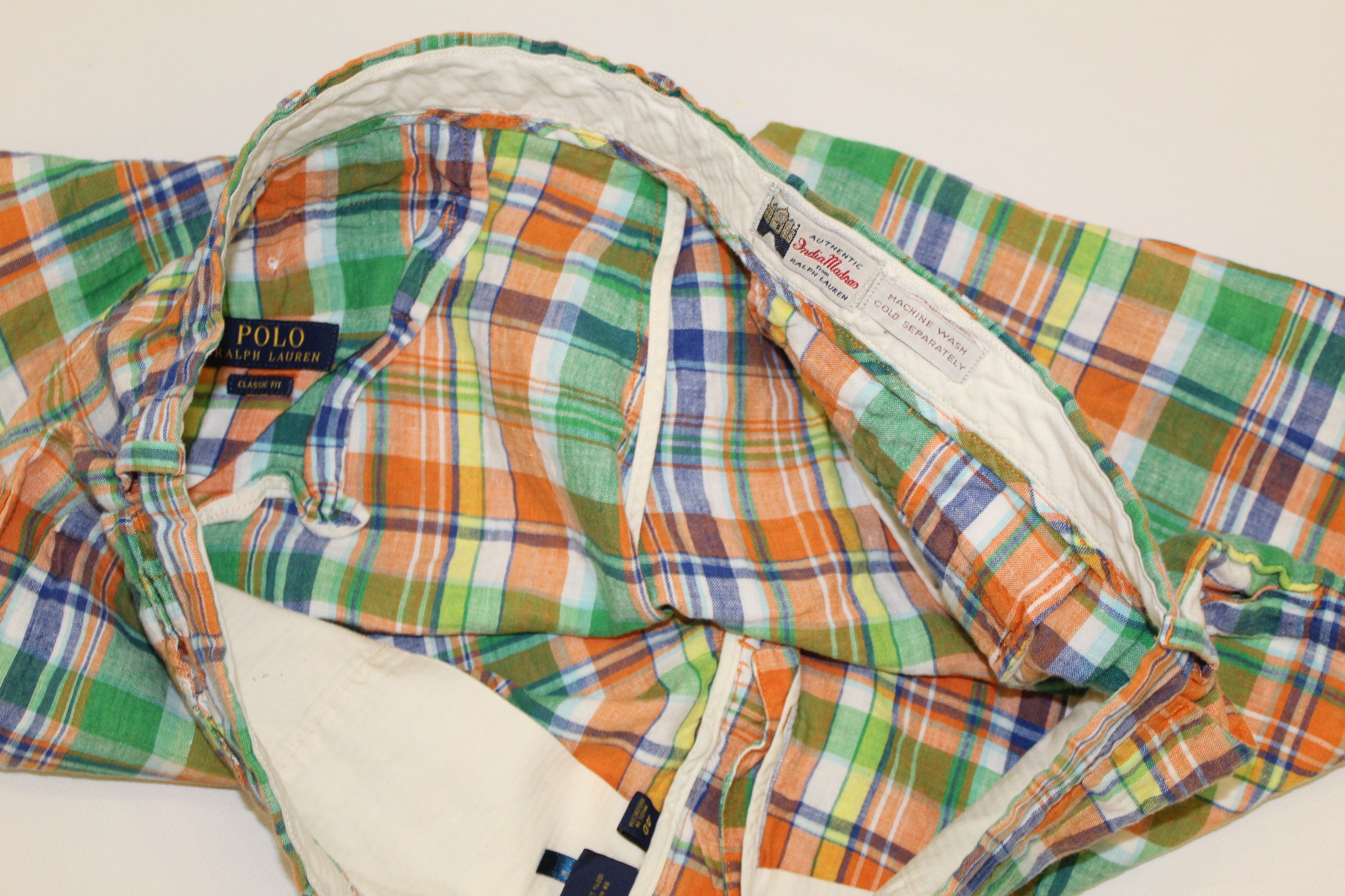 Polo Ralph Lauren Vtg Polo Ralph Lauren Indian Madras Linen Shorts Size US 40 / EU 56 - 3 Thumbnail