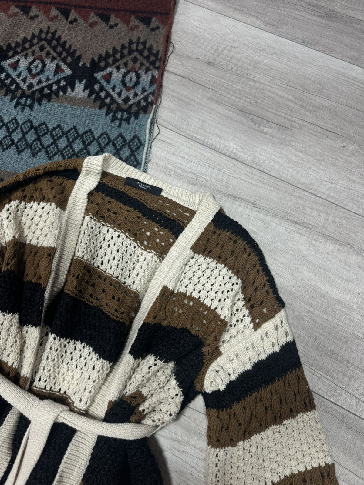 Weekend Max Mara WEEKEND MAX MARA Angolo Striped Knit Cardigan In Cuoio Size S / US 4 / IT 40 - 3 Thumbnail