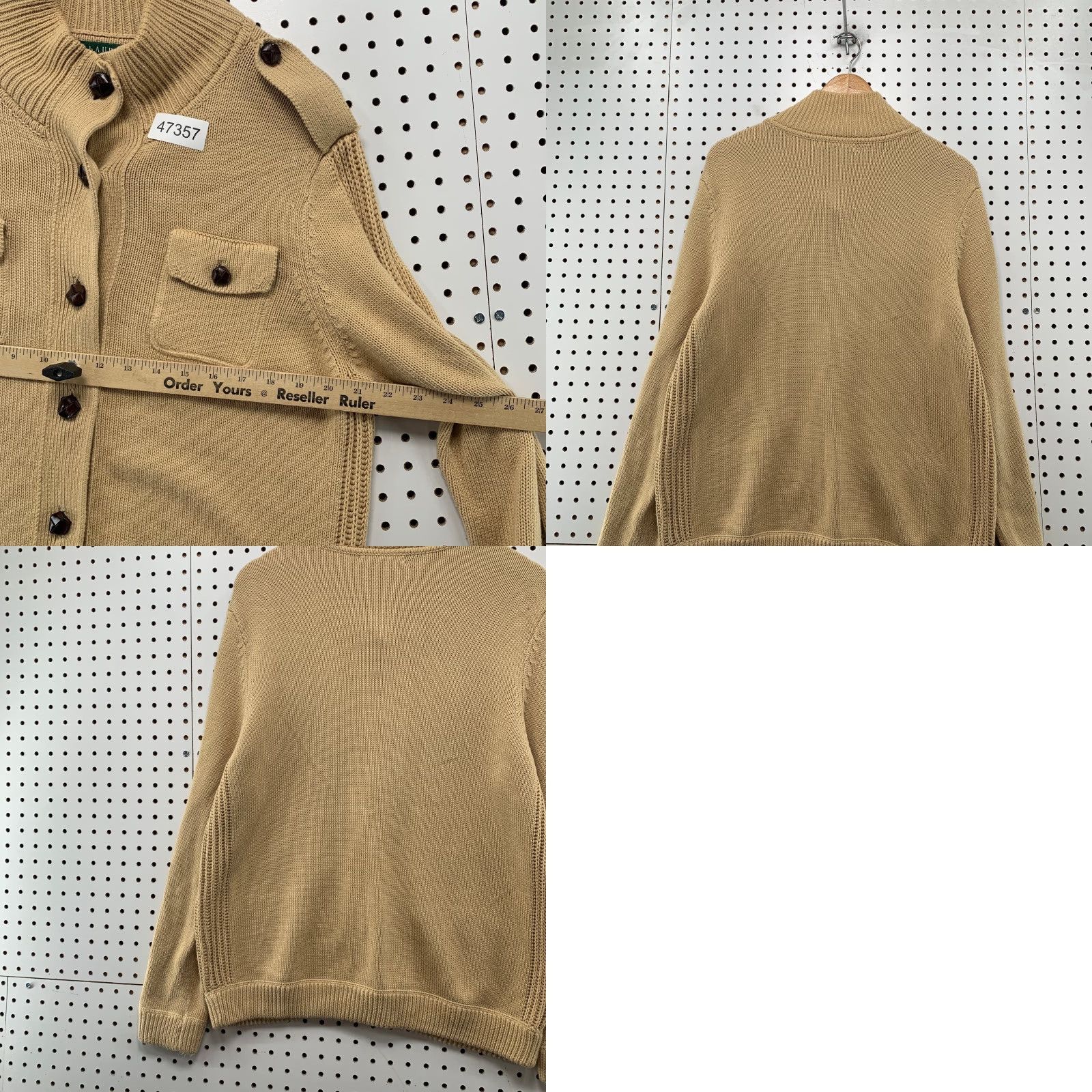 Ralph Lauren Ralph Lauren LRL Military Cardigan Sweater Womens 1X Caramel Knit Leather Button Cardigan Womens 1X Caramel Knit Button Size XL / US 12-14 / IT 48-50 - 9 Thumbnail