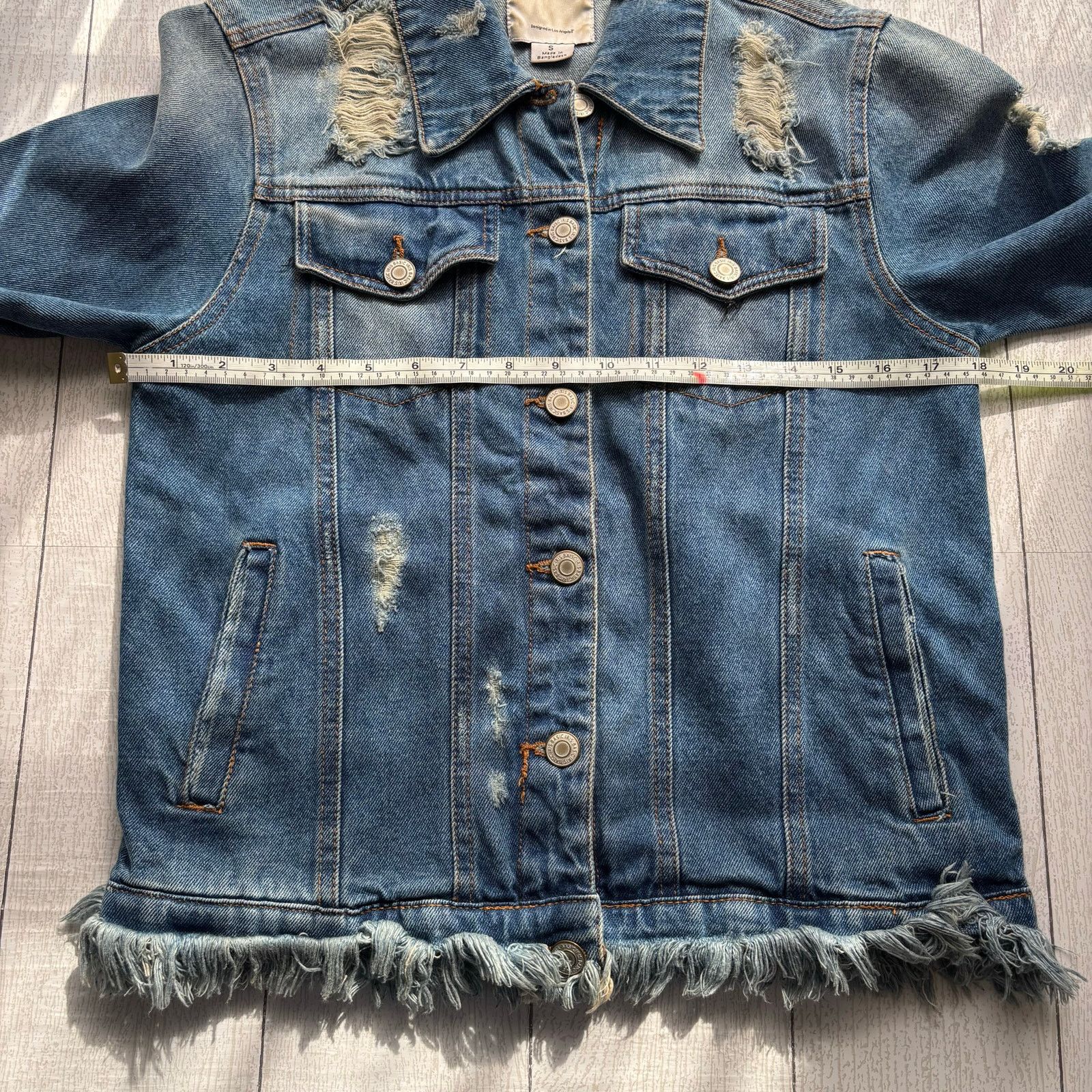 Other Iris Denim Jacket Fringe Hem Distressed Blue Small Button Size S / US 4 / IT 40 - 9 Thumbnail