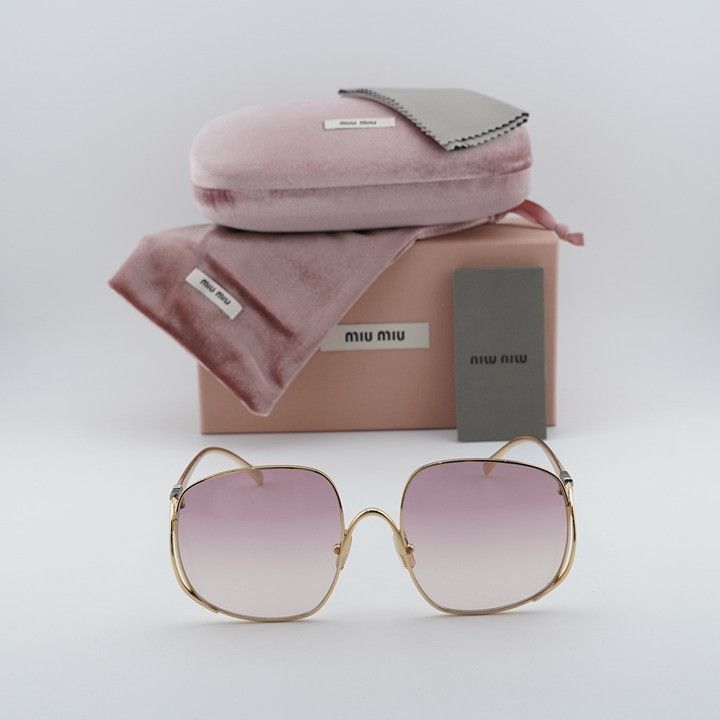 Miu Miu Miu Miu MUA57S 5AK40S Sunglasses Gold Square Frame, Pink Size ONE SIZE - 11 Thumbnail