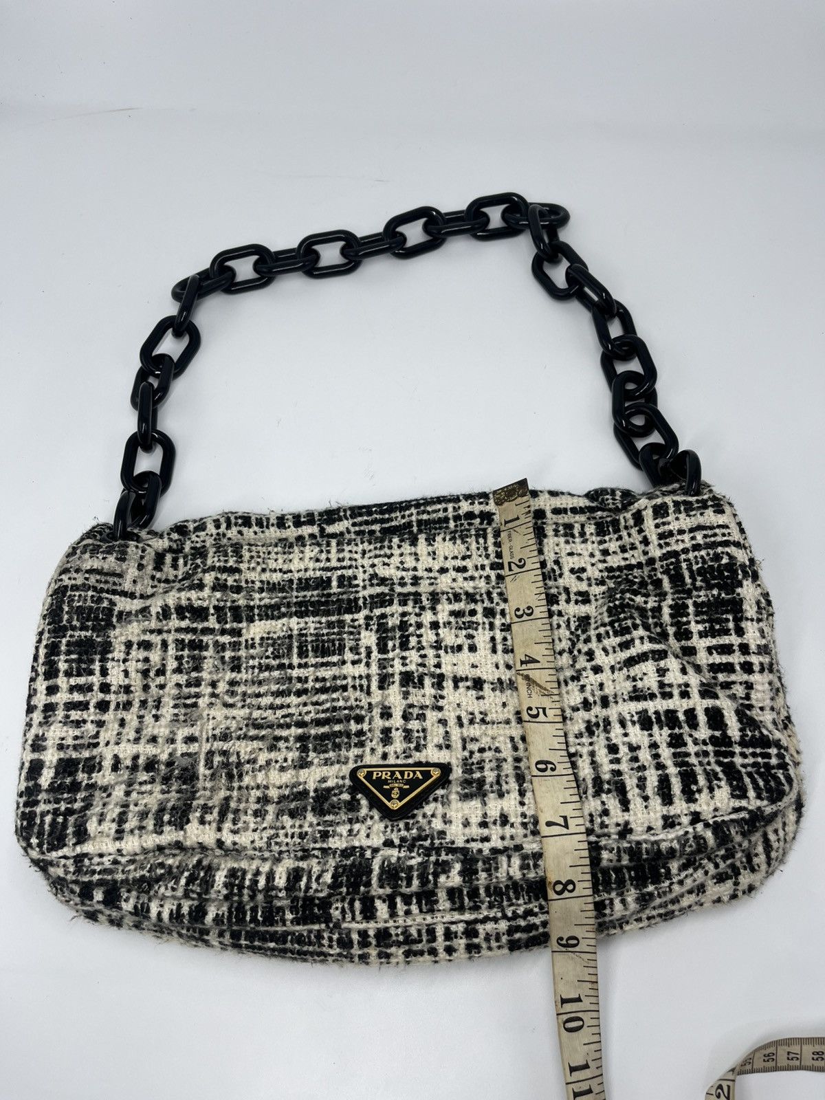 Prada Authentic PRADA Printed Tweed Turnlock Flap Bag Size ONE SIZE - 21 Thumbnail