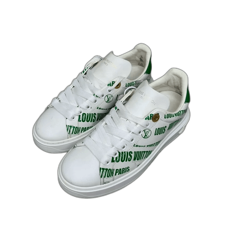 Louis Vuitton Louis Vuitton White Green Printed Sneakers Size 35 Size US 5 / IT 35 - 1 Thumbnail
