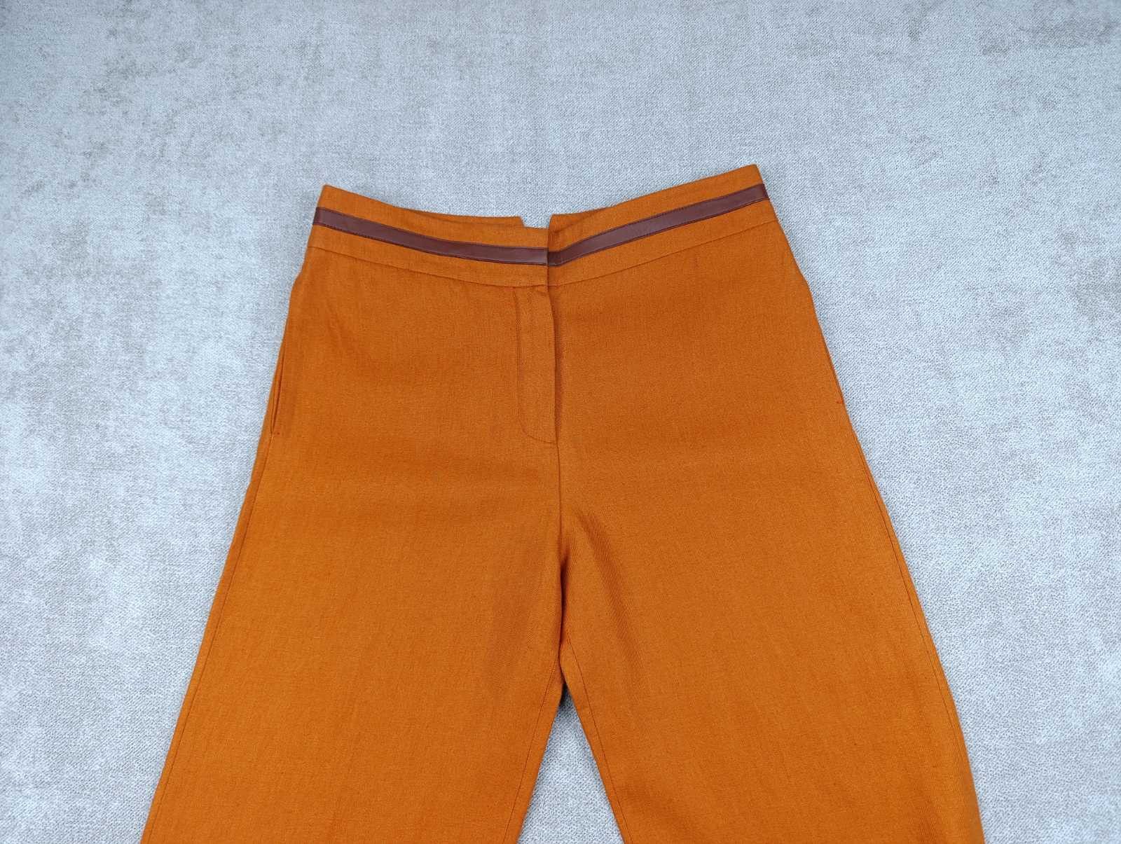 Loro Piana LORO PIANA CARSON LEATHER-TRIM LINEN PANTS IN ORANGE RUST Size 27" / US 4 / IT 40 - 10 Thumbnail