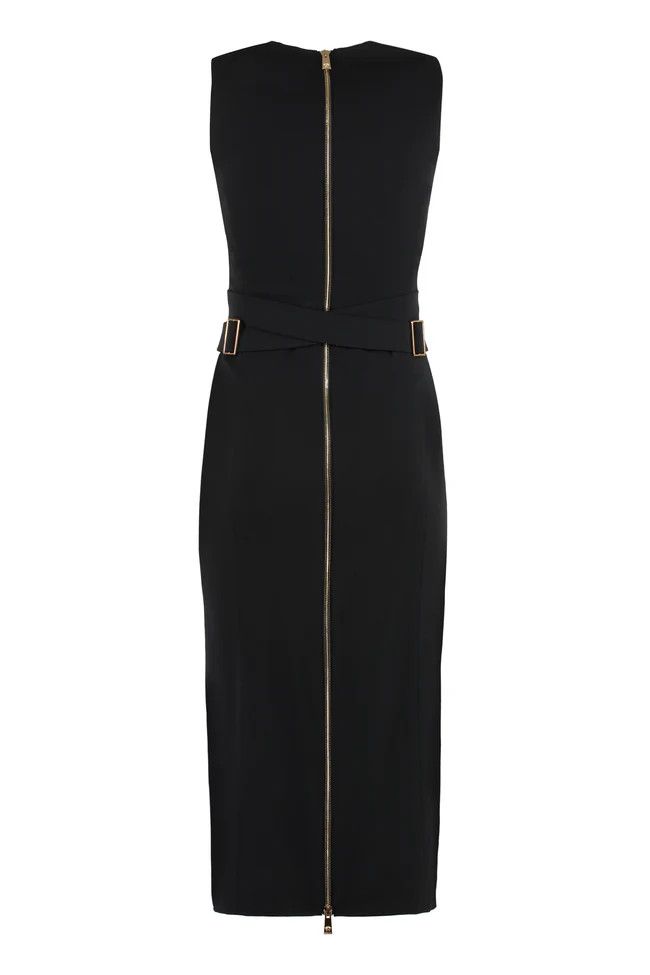 Versace o1y0226 Midi Dress in Black Size M / US 6-8 / IT 42-44 - 2 Thumbnail