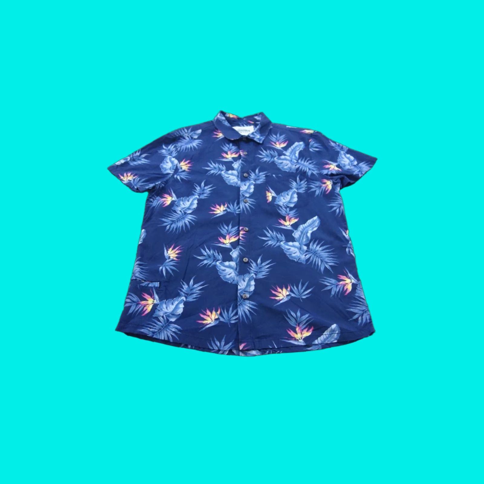 California Cowboy Shirt Blue Floral Button-Up Short Sleeve Adult