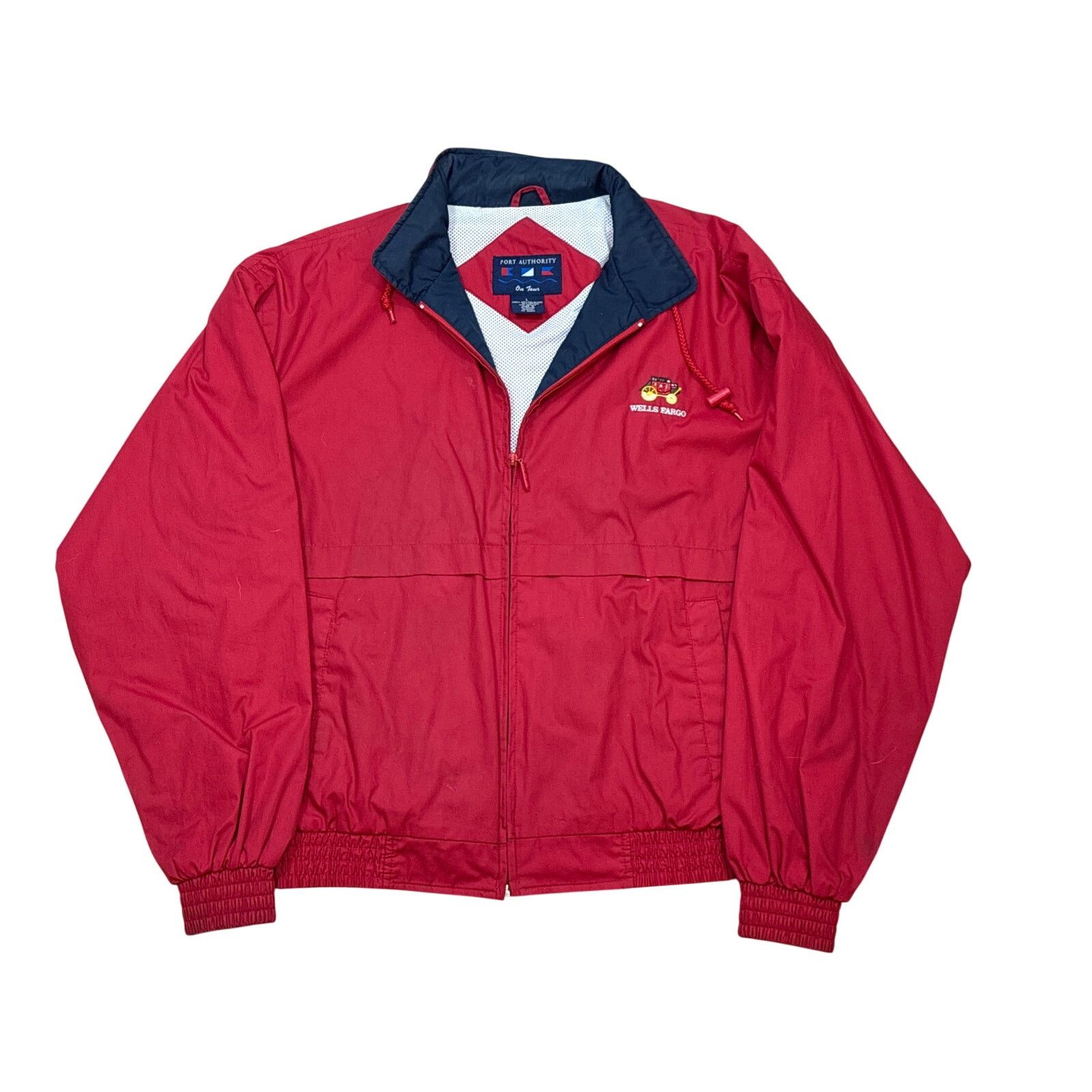 Port Authority Vintage 90s Wells Fargo Embroidered Red windbreaker Jacket L Size US L / EU 52-54 / 3 - 1 Thumbnail