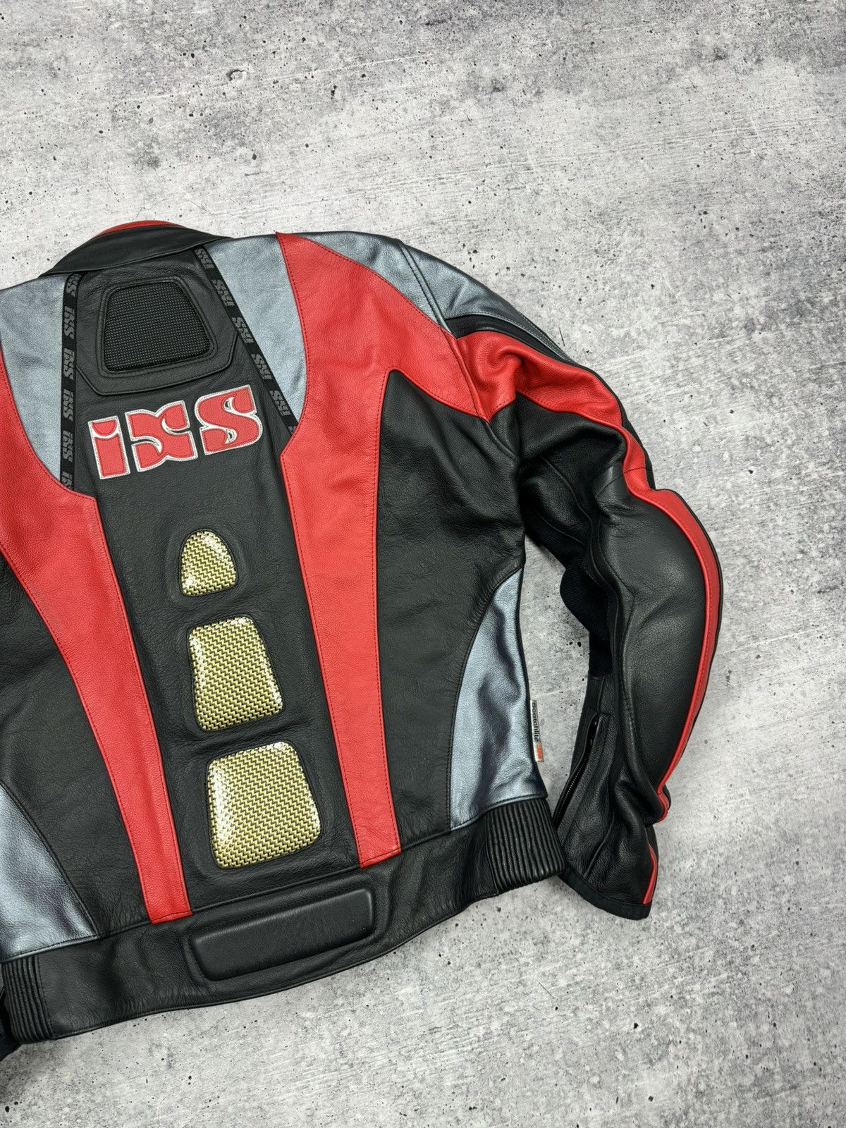 Genuine Leather × Vintage Vintage IXS Y2K Leather Reflective Racing Moto Bomber Jacket Size US M / EU 48-50 / 2 - 19 Thumbnail