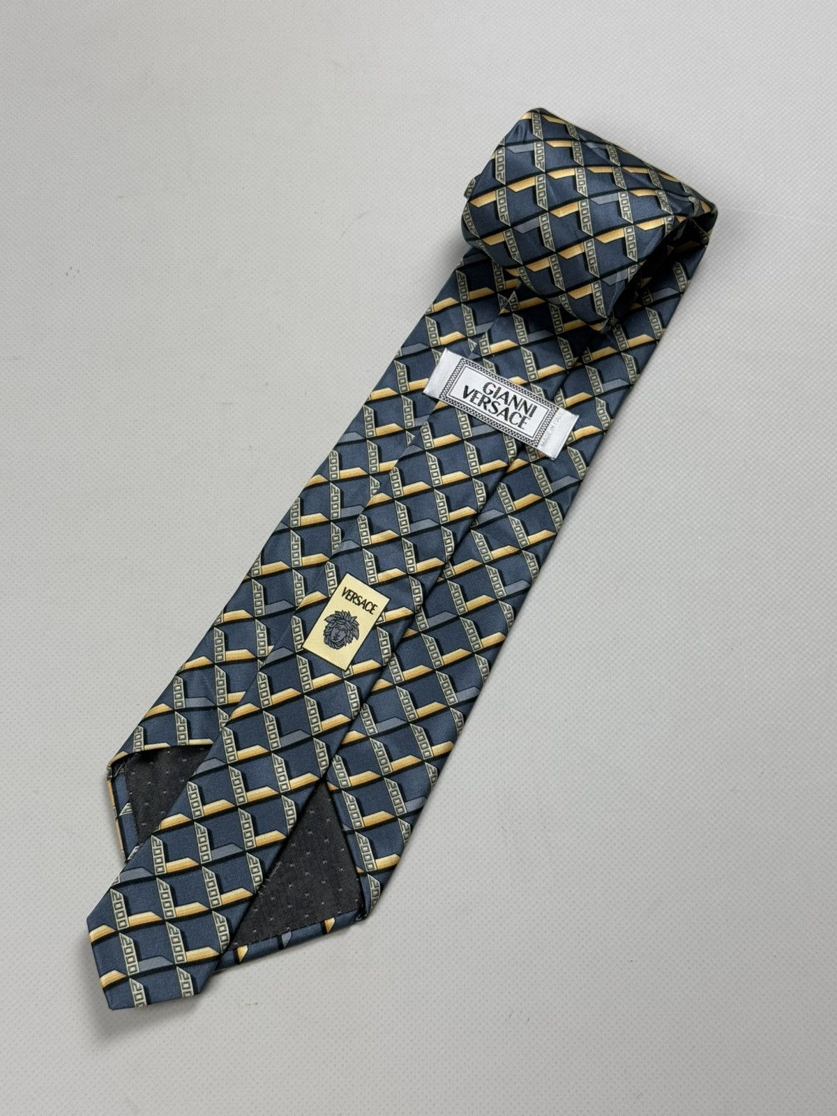 Versace × Vintage Gianni Versace Vintage Geometric Pattern Silk Tie Size ONE SIZE - 1 Thumbnail