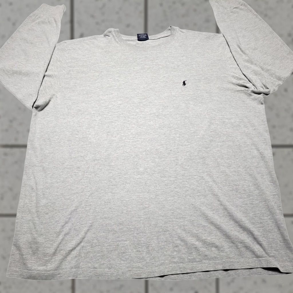 Polo Ralph Lauren VINTAGE Polo Ralph Lauren T-Shirt Mens 2XL Long Sleeve Crew Neck Grey Cotton Embroidered Classic 90s Size US XXL / EU 58 / 5 - 1 Thumbnail