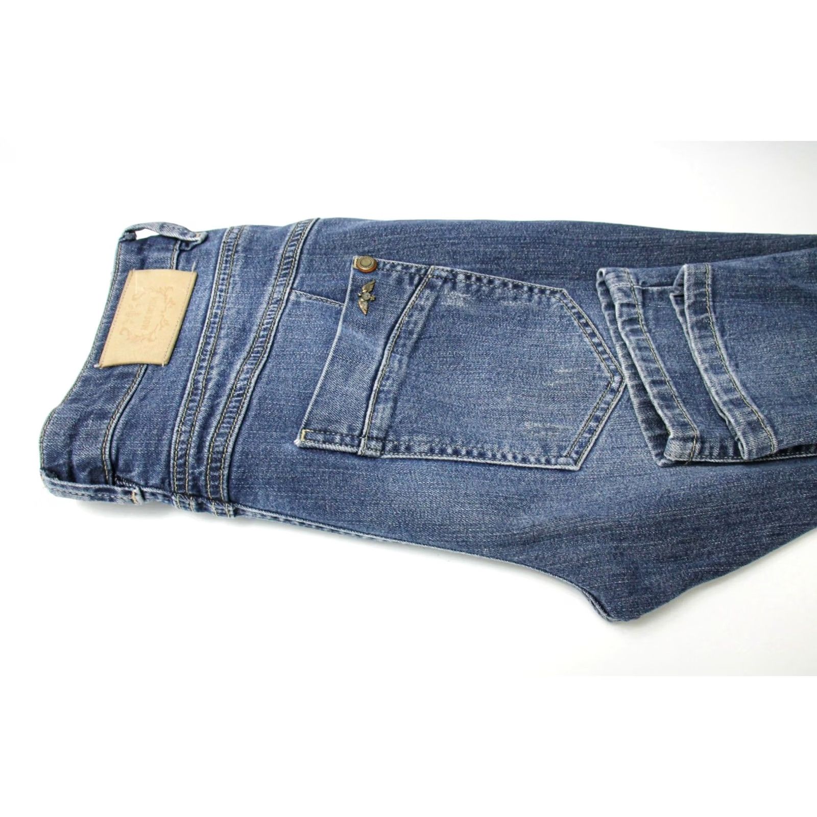 Vintage MOS MOSH Linton Jeans Women's W26 Slim Distressed Faded Stretch Blue Size 26" / US 2 / IT 38 - 5 Thumbnail