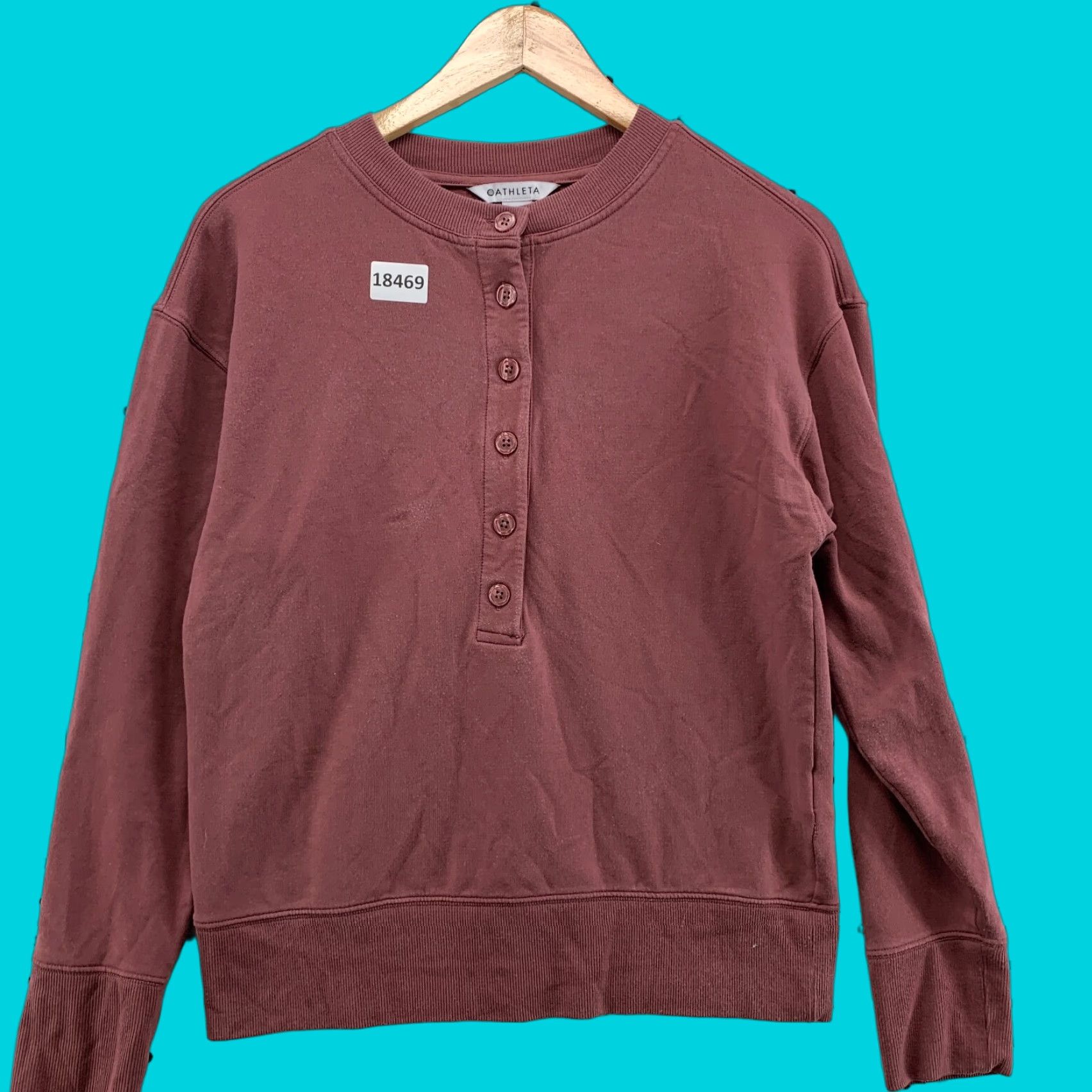 Athleta VINTAGE Athleta Sweatshirt Shirt Womens 2XS Red Long Sleeve Henley Pullover Button 19X24 Womens Size XXS / US 00 / IT 34 - 1 Thumbnail