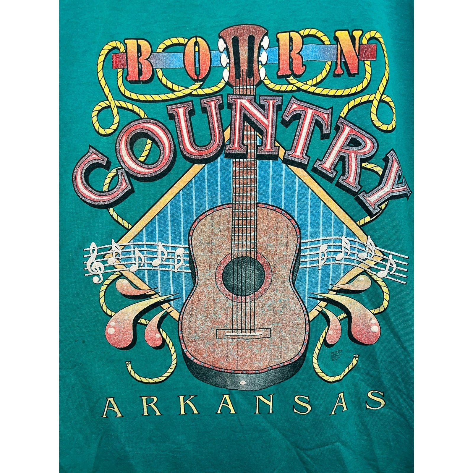 Vintage Vintage Country Music Shirt Born Guitar Arkansas Teal Tee XL Size US XL / EU 56 / 4 - 2 Thumbnail