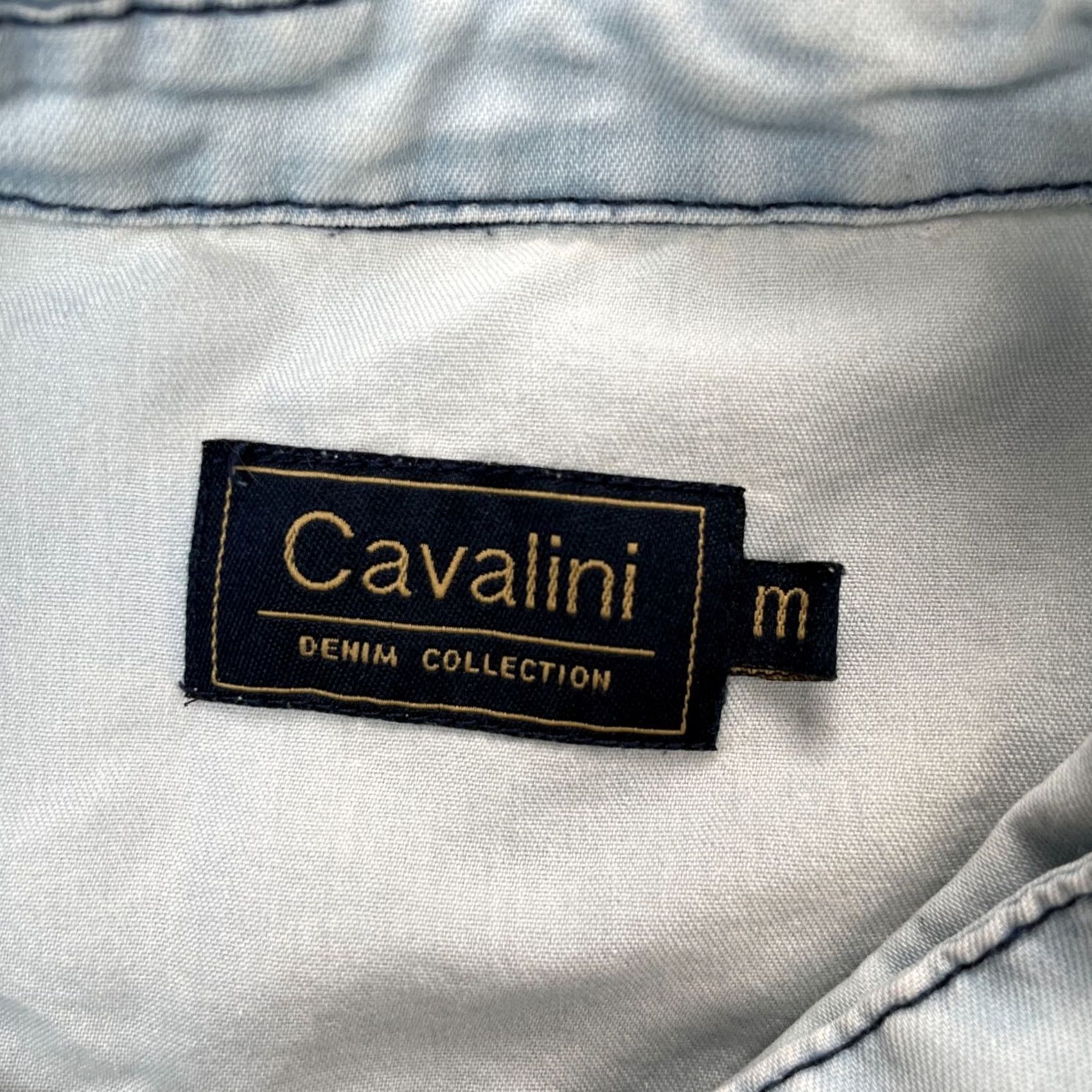 Denime Cavalini Shirt Womens Medium Blue Denim Cotton Sleeveless Western Button Up Size M / US 6-8 / IT 42-44 - 3 Thumbnail