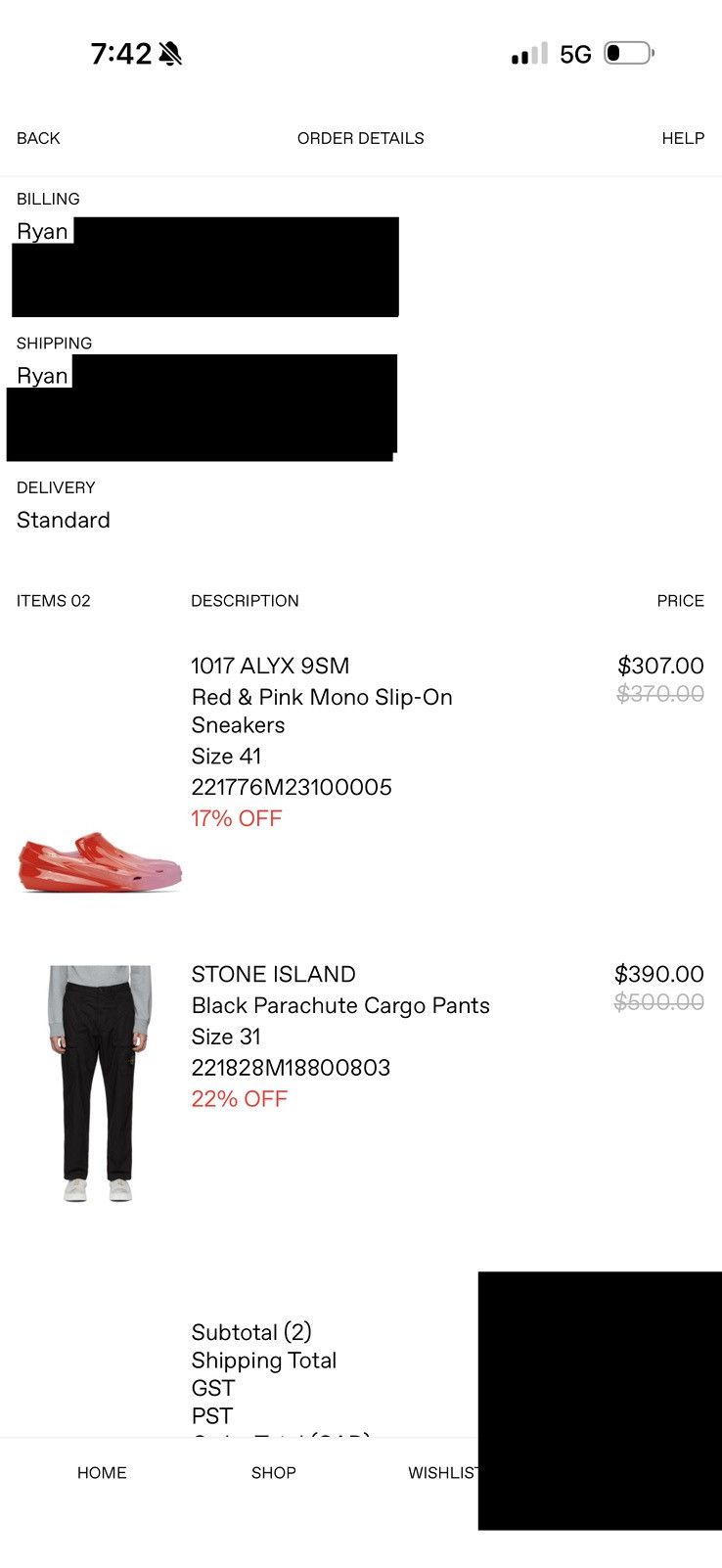Stone Island Stone Island Black Parachute Cargo Pants Size US 31 - 12 Thumbnail