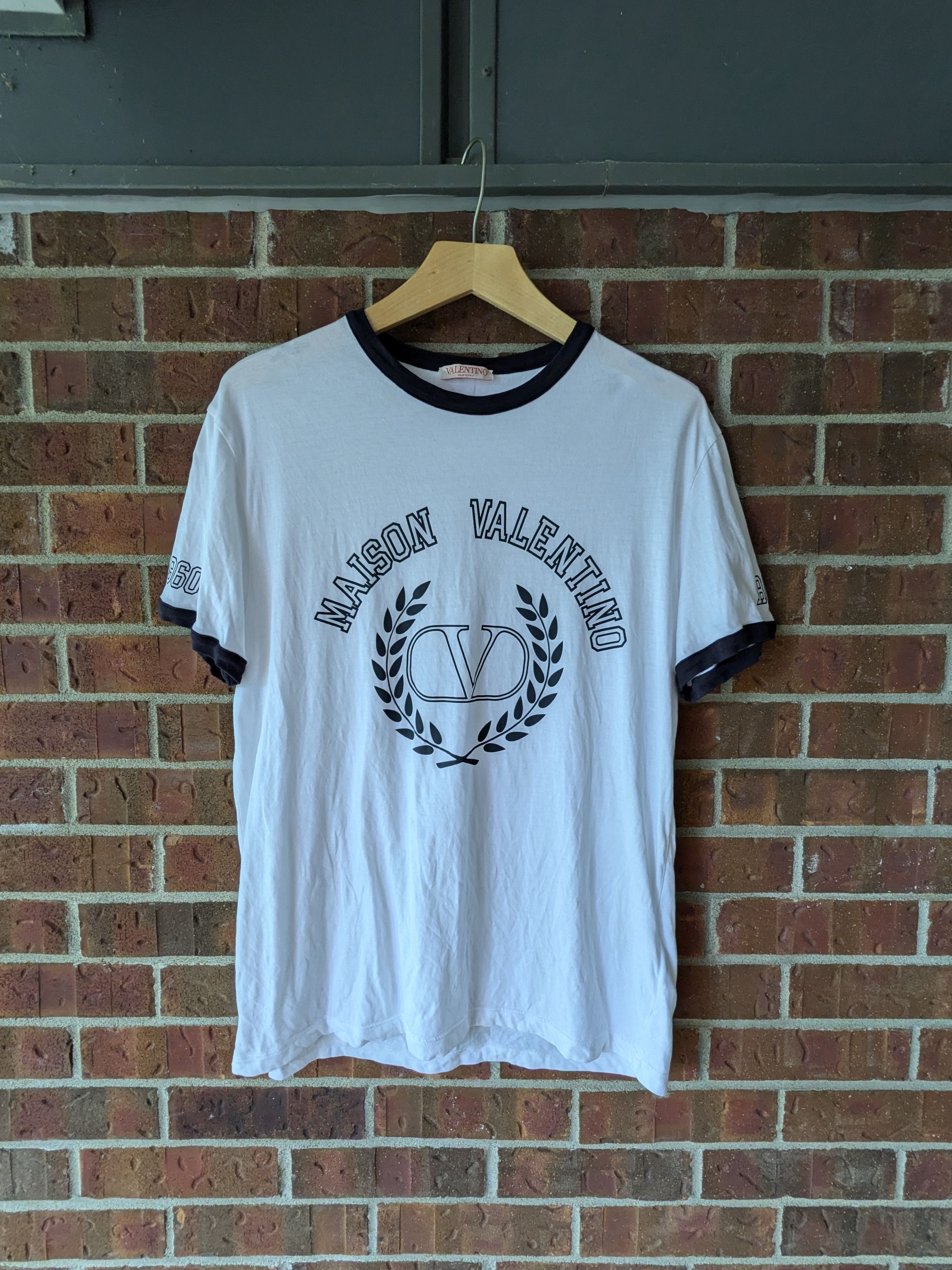 Valentino Valentino white and navy graphic ringer tee Size US M / EU 48-50 / 2 - 1 Thumbnail