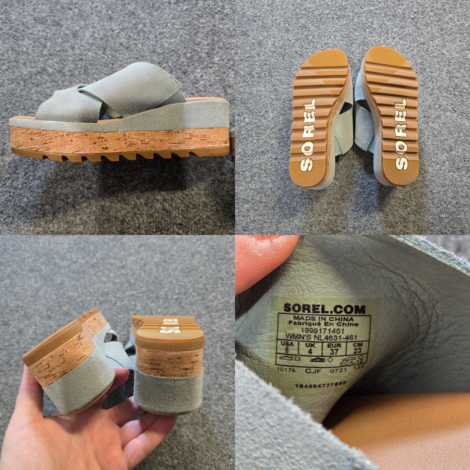 SOREL Sorel Cameron Sandal Womens 6 Blue Suede Flatform Slide Platform Casual Resort Slip On Leather Rubber Comfort Summer Spring Womens Size US 4 / IT 34 - 8 Thumbnail