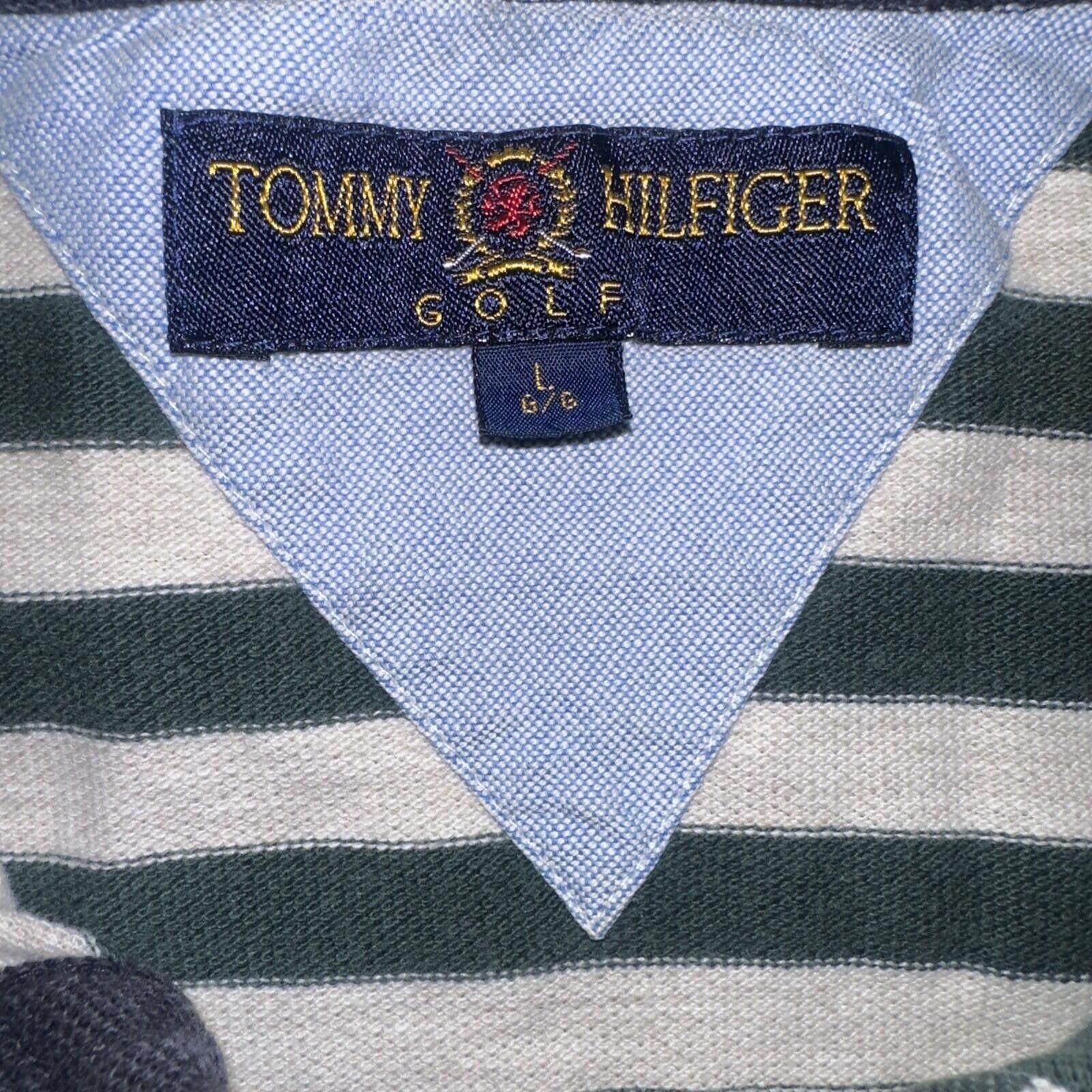 Tommy Hilfiger Tommy Hilfiger Golf Green White Striped Polo Shirt L Size US L / EU 52-54 / 3 - 2 Thumbnail