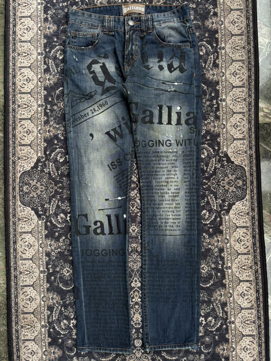 John Galliano John Galliano Newspaper Art Print Denim Pants Size US 30 / EU 46 - 1 Thumbnail