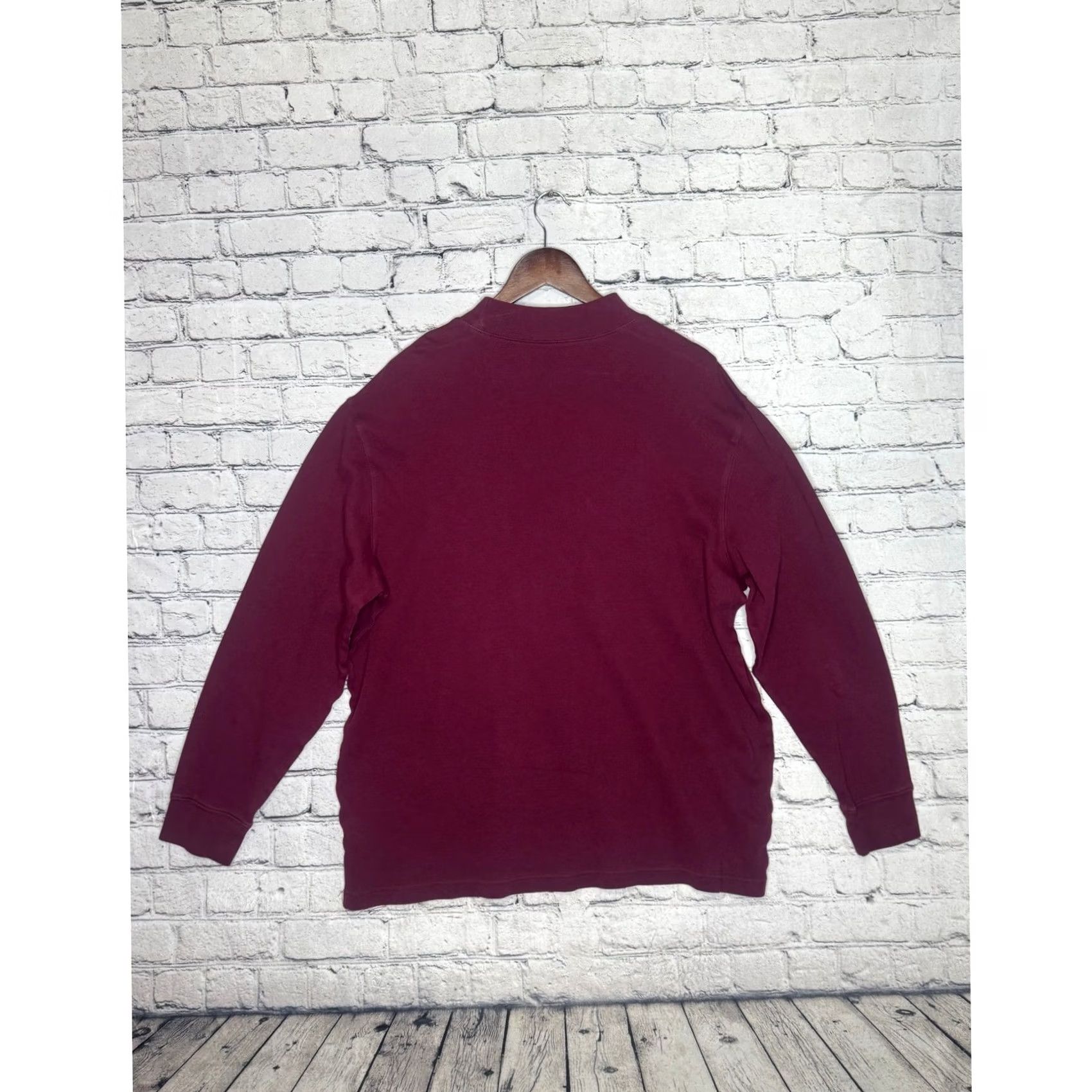 Vintage Saddlebred Shirt Mens XL Red Burgundy Mock Neck Long Sleeve Cotton Size US XL / EU 56 / 4 - 4 Thumbnail