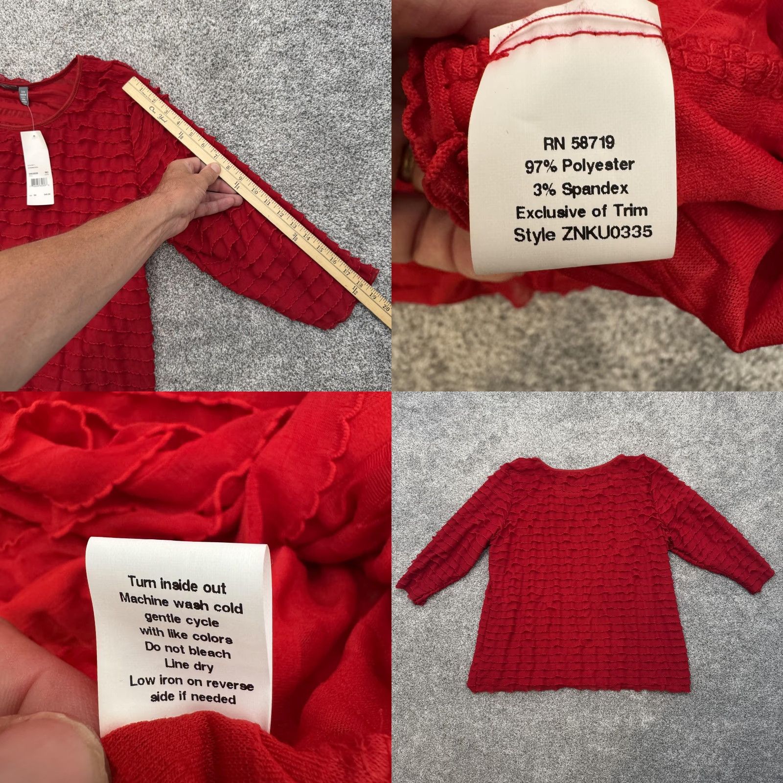 Vintage NY Collection Blouse 3X Plus Red Ruffles Holiday Christmas Boho Office Shirt Womens Size XXL / US 16-18 / IT 52-54 - 8 Thumbnail