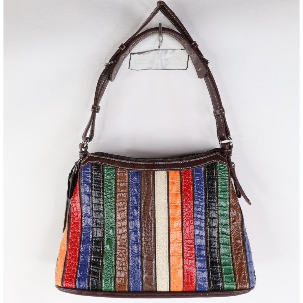 Vintage New Vintage 90s Y2K Babydoll Rainbow Striped Leather Purse Size ONE SIZE - 1 Thumbnail
