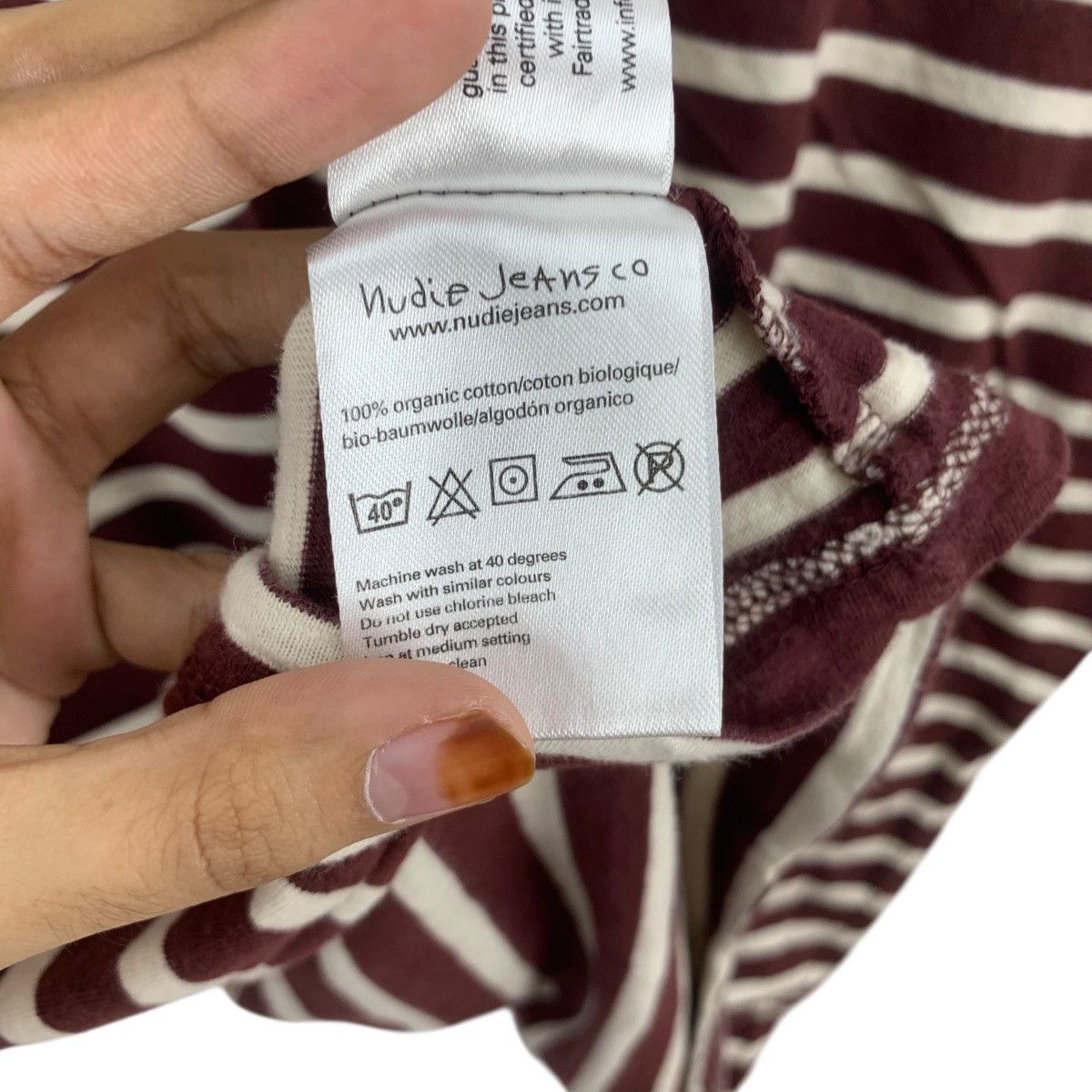 Nudie Jeans NUDIE JEANS DENIM Organic Cotton Striped Tee Shirt Top V Size M / US 6-8 / IT 42-44 - 8 Thumbnail
